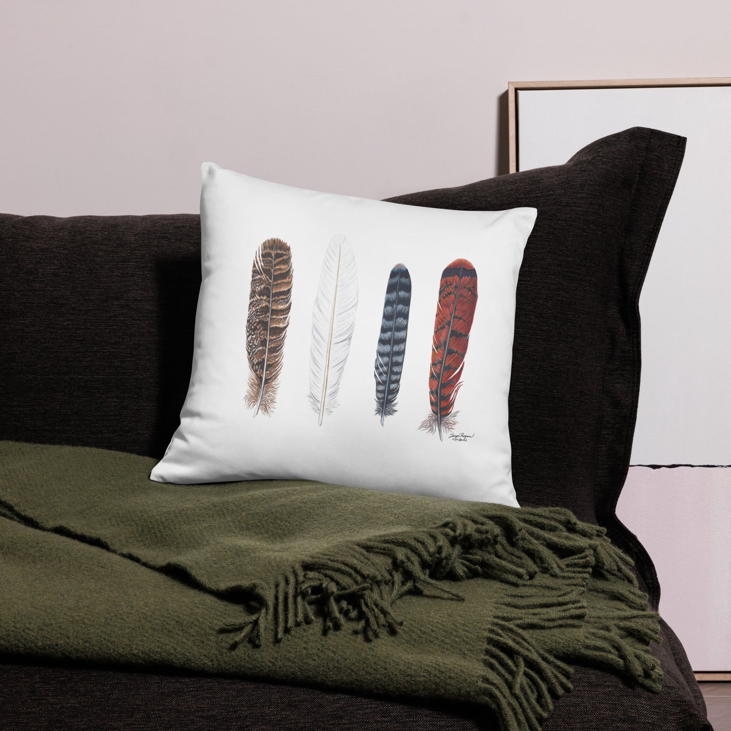 Raptor Feathers 1 Basic Throw Pillow