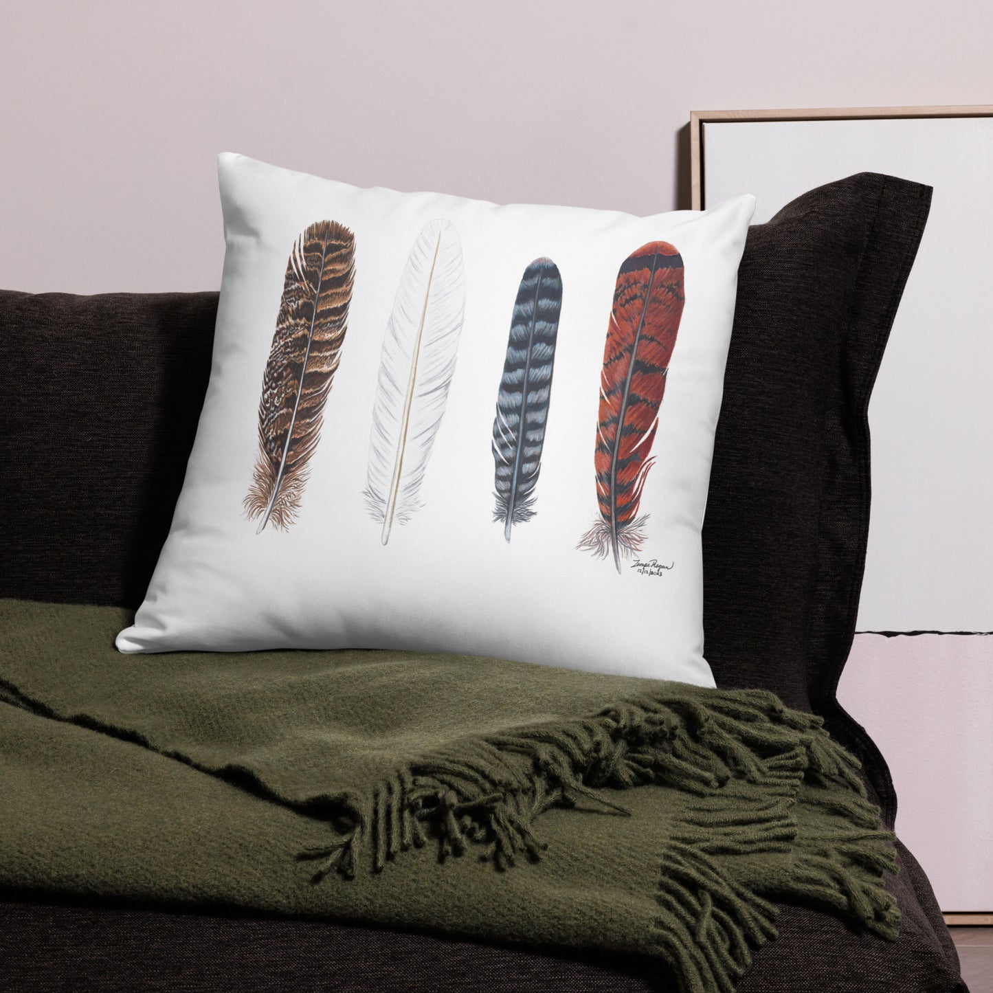 Raptor Feathers 1 Basic Throw Pillow